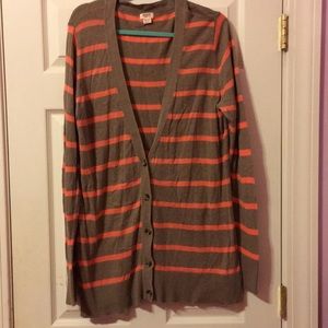 Brown and Coral button down Cardigan